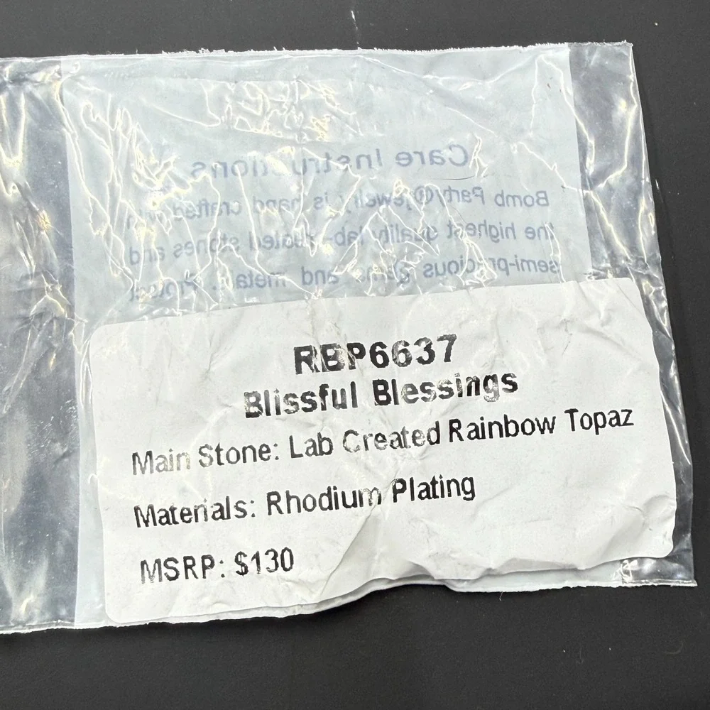 Bomb Party Blissful Blassings Size 6 Ring Lab Rainbow Topaz RBP6637 Rhodium